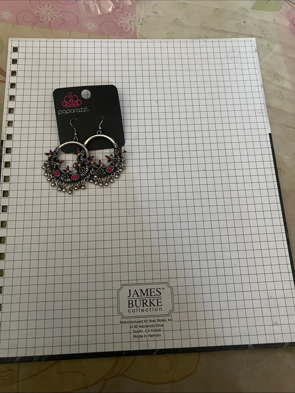 paparazzi Silver Hoop Chandelier Earrings with Pink Accents